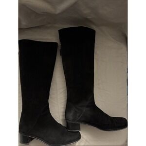 Stuart Weitzman Black Tall Zip Back Suede Boots Size 7.5 M